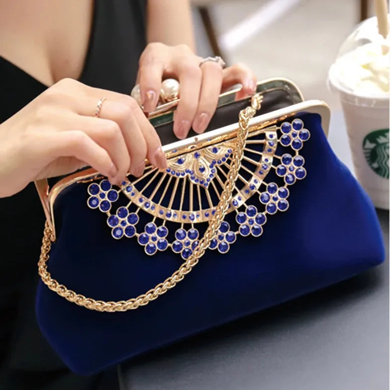 Luxy Moon Gorgeous Diamond Flower Evening Clutch Bag