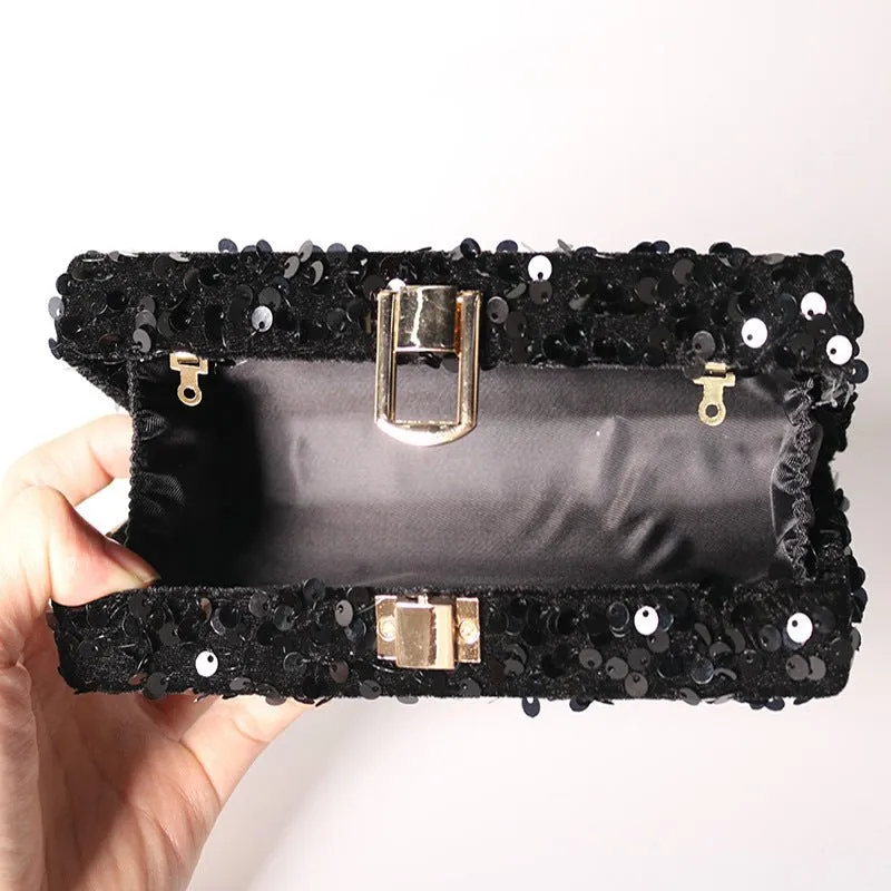 Luxy Moon Square Elegant Sequined Evening Clutch Purse