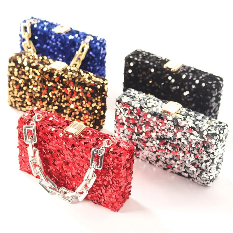 Luxy Moon Square Elegant Sequined Evening Clutch Purse