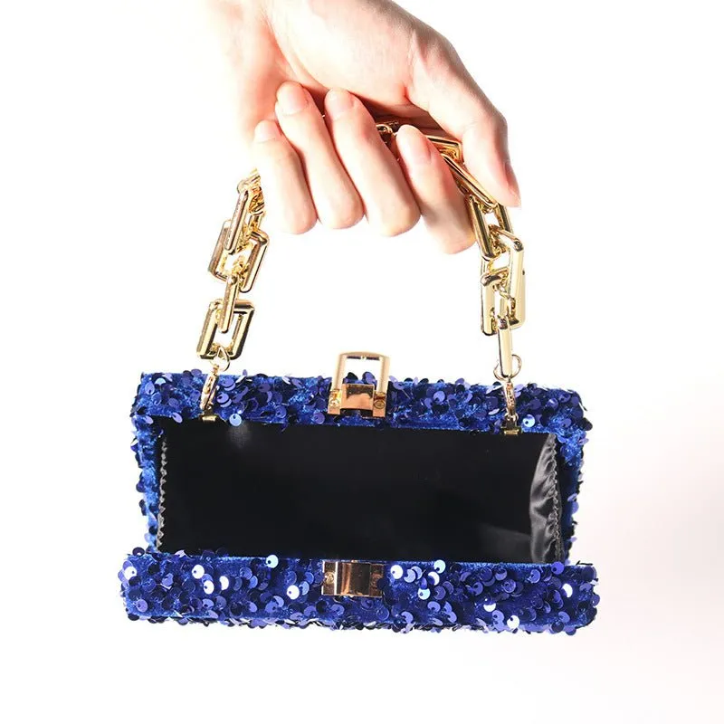 Luxy Moon Square Elegant Sequined Evening Clutch Purse