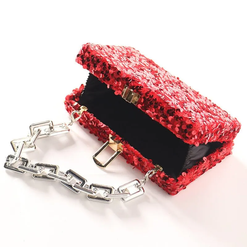 Luxy Moon Square Elegant Sequined Evening Clutch Purse