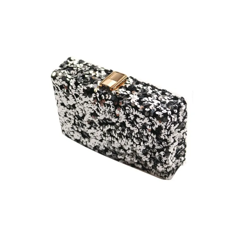 Luxy Moon Square Elegant Sequined Evening Clutch Purse