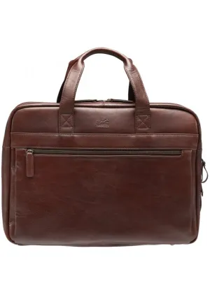 Mancini Leather Double Compartment Briefcase with RFID Secure Pocket for 15.6” Laptop / Tablet