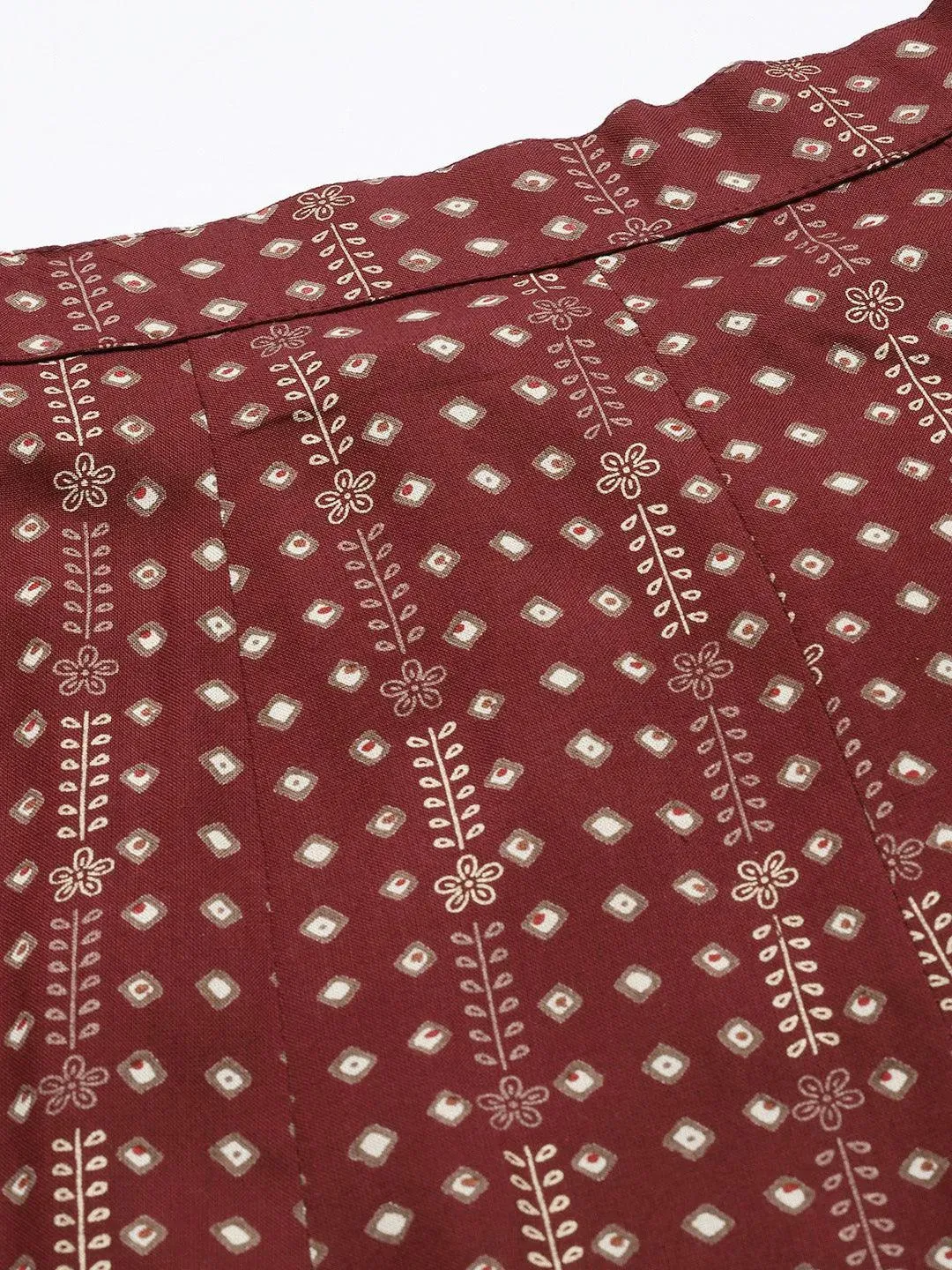 Maroon Printed Rayon Skirt