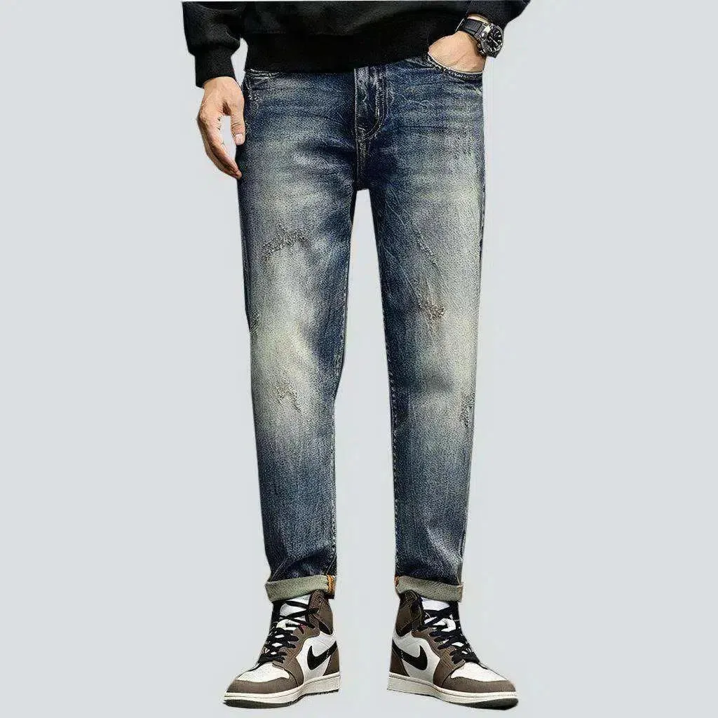 Medium wash fashion jeans
 for men