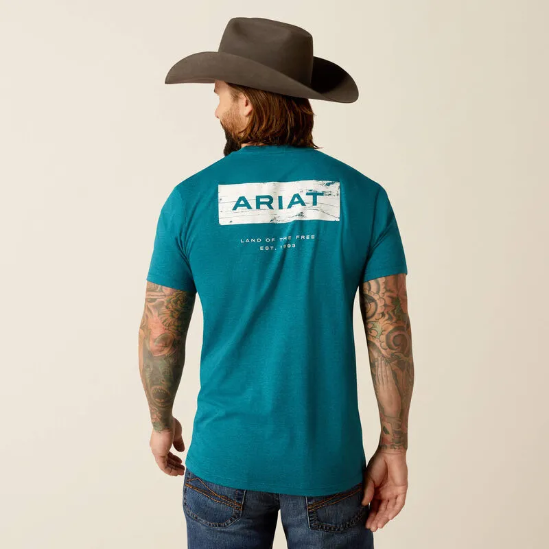 Men's Ariat Cyan Black Heather Stacks T-Shirt - 10052036