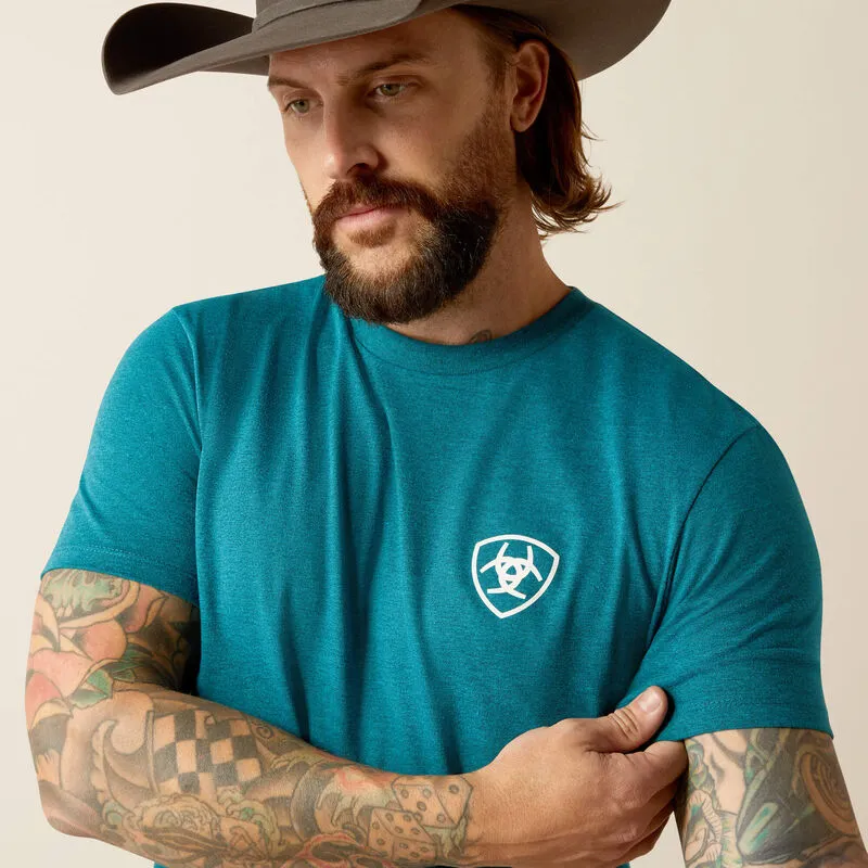 Men's Ariat Cyan Black Heather Stacks T-Shirt - 10052036