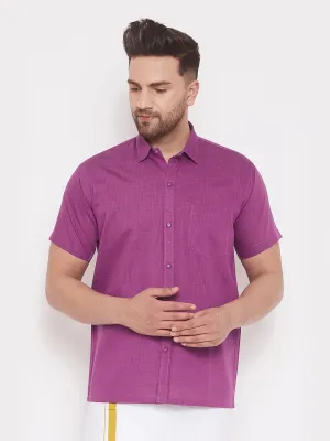 Men's Pink Cotton Blend Ethnic Shirt - Vastramay