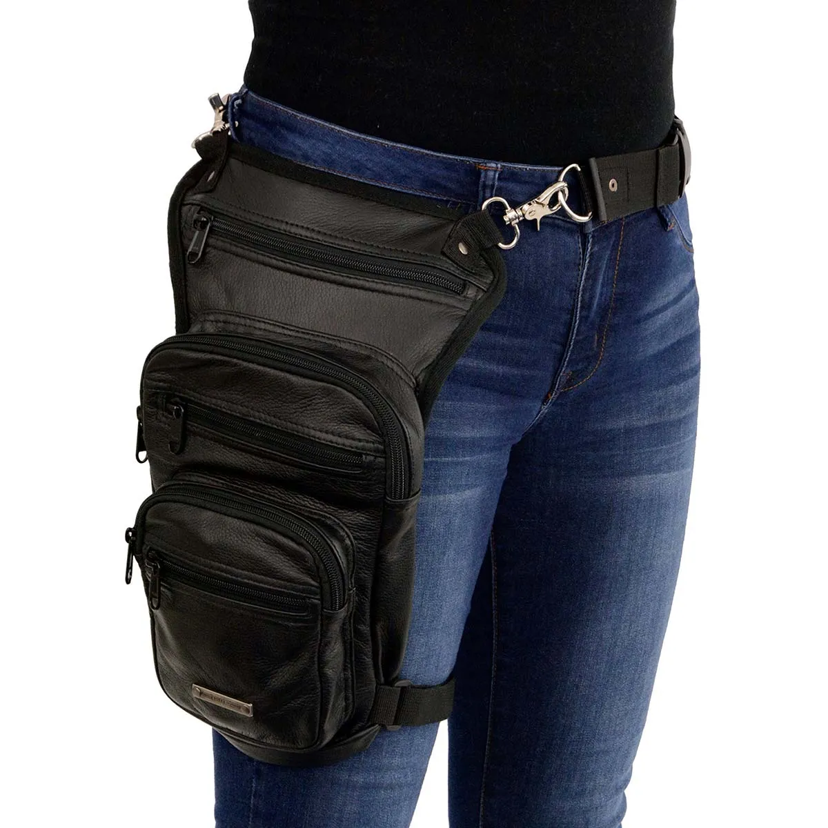 Milwaukee Leather MP8895 Conceal an Carry Black Leather Thigh Bag with