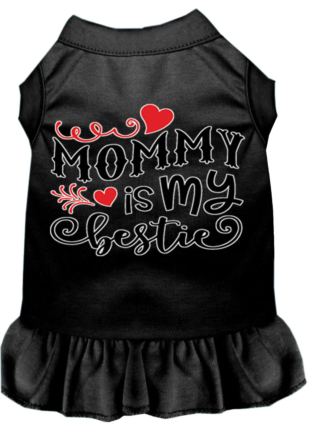 Mommy Is My Bestie Screen Print Dog Dress Black Xl (16)