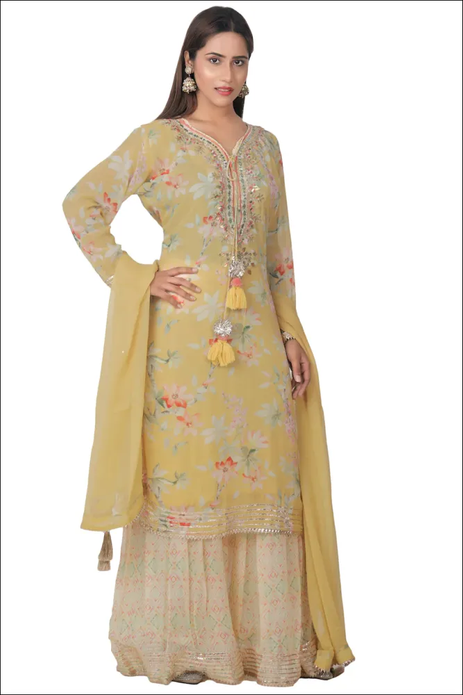 Mustard Yellow Gharara Suit