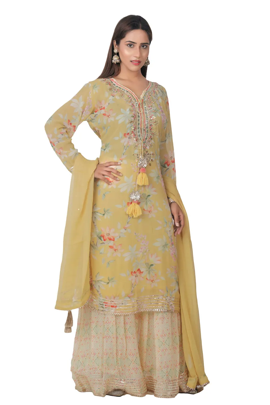 Mustard Yellow Gharara Suit