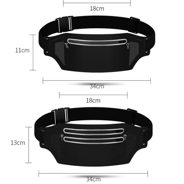 Outdoor Running Cell Phone Waist Pack Men And Women Waterproof Sports Gear, Style: Single Zipper Hemp Black