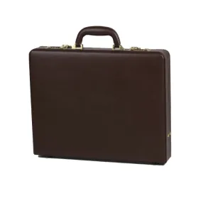 Quindici Leather Slim Attaché Case - Brown