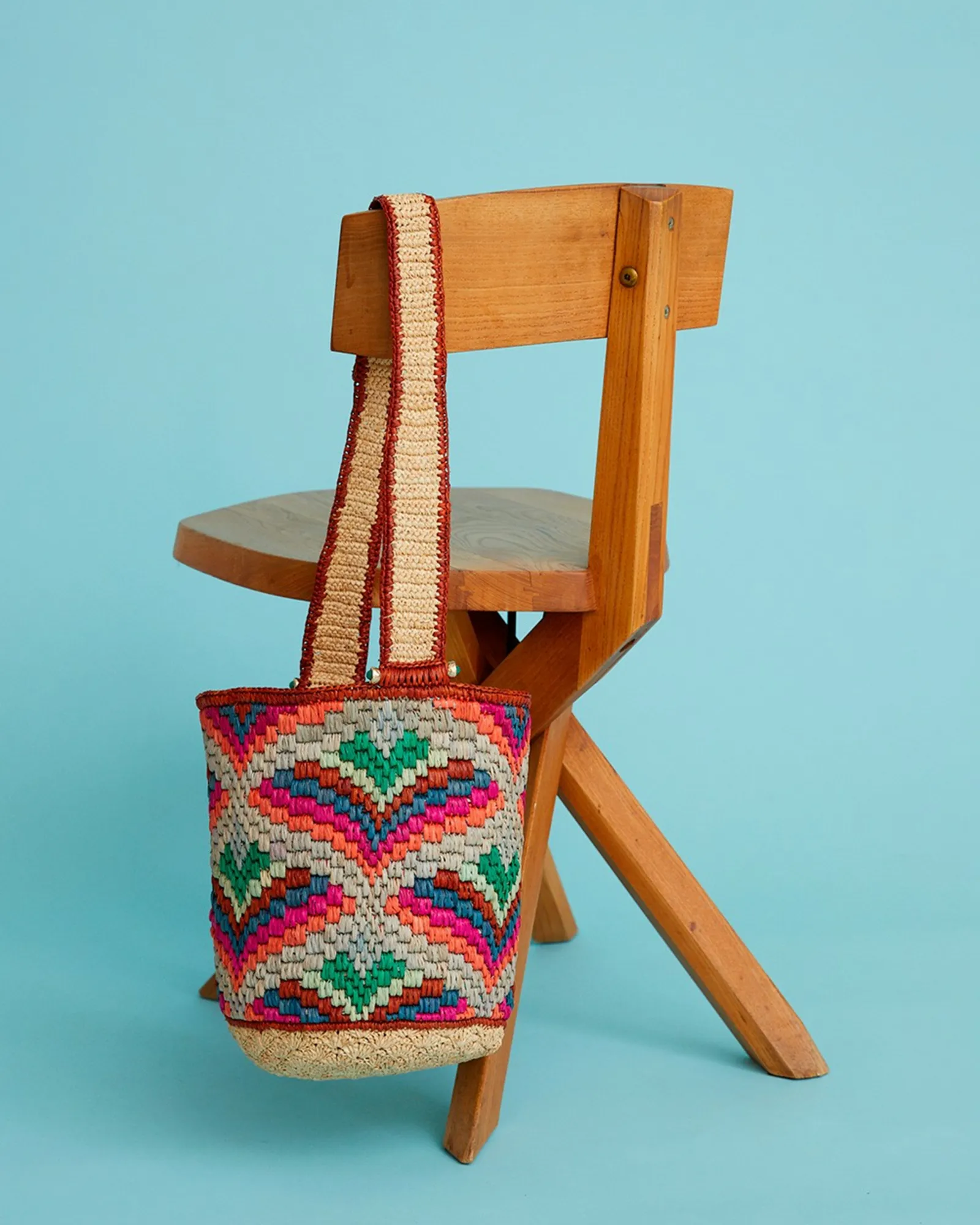 Raffia Bucket Bag in Pop