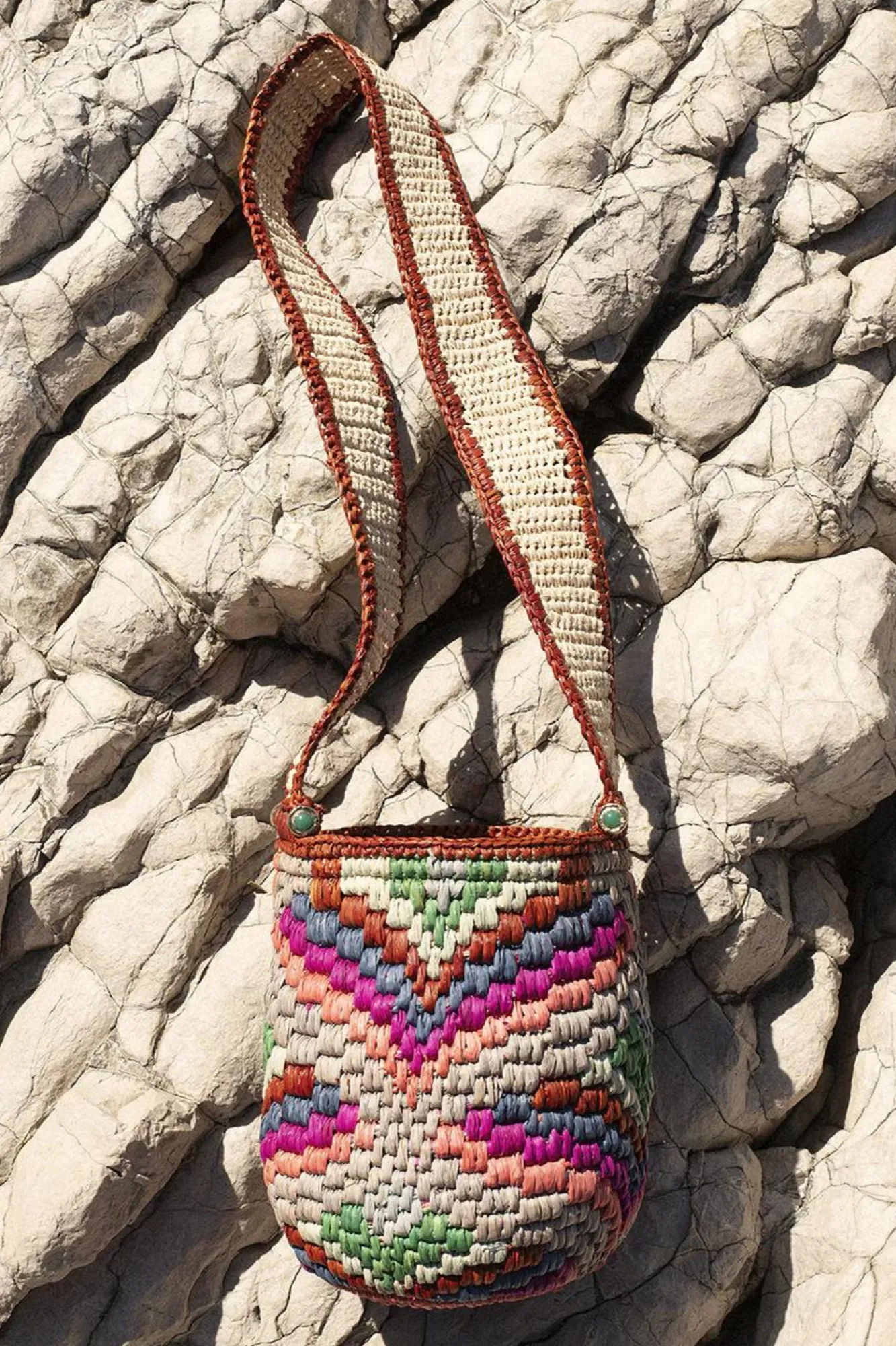 Raffia Bucket Bag in Pop