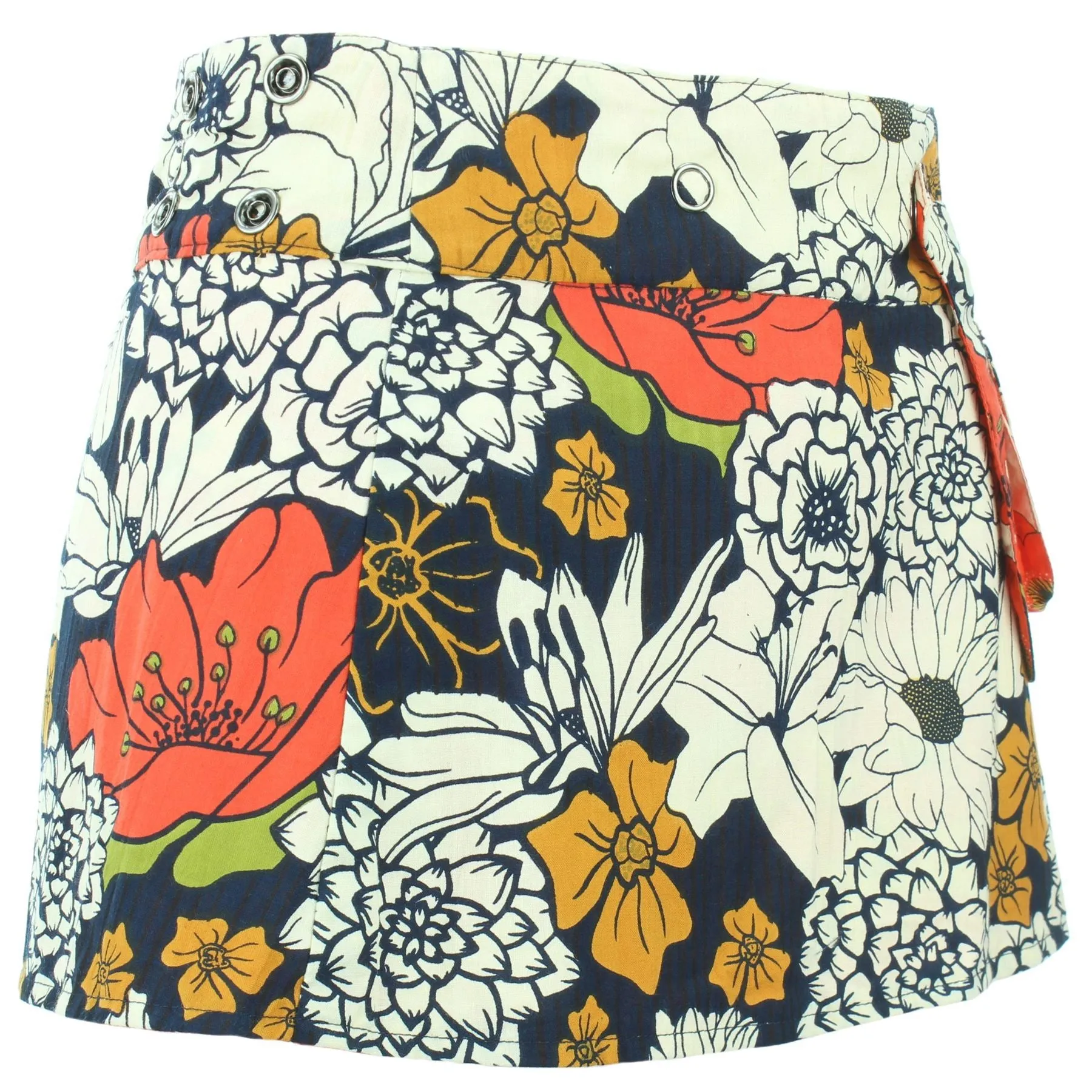 Reversible Popper Wrap Children's Size Mini Skirt - Floral / Japanese Floral