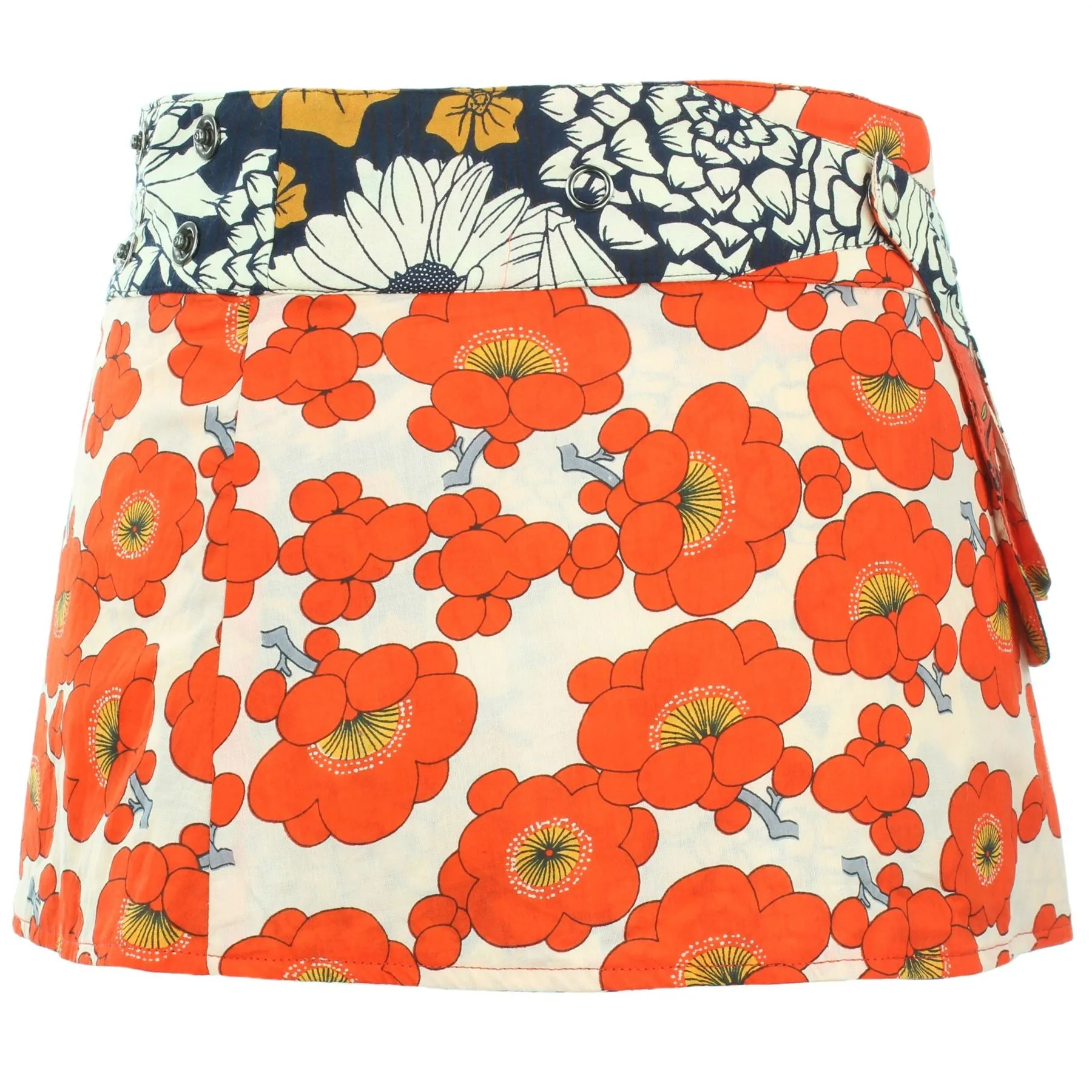 Reversible Popper Wrap Children's Size Mini Skirt - Floral / Japanese Floral