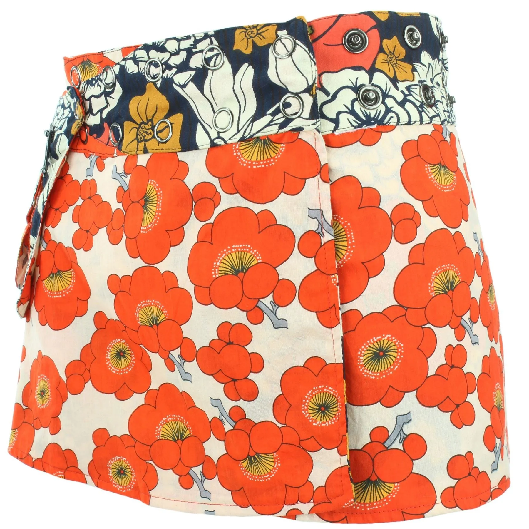 Reversible Popper Wrap Children's Size Mini Skirt - Floral / Japanese Floral