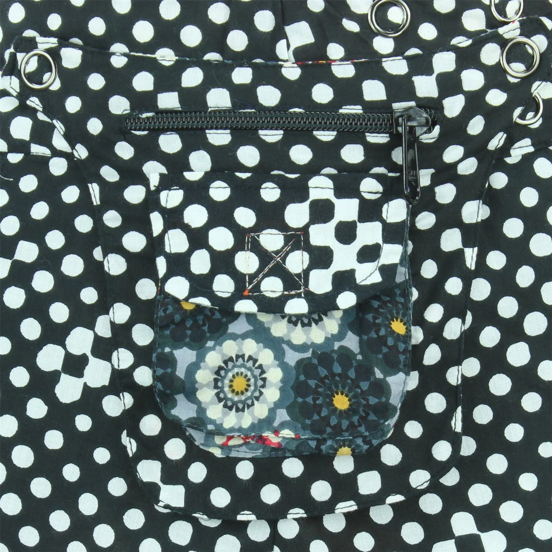 Reversible Popper Wrap Children's Size Mini Skirt - Kaleidoscope / Mono Dots