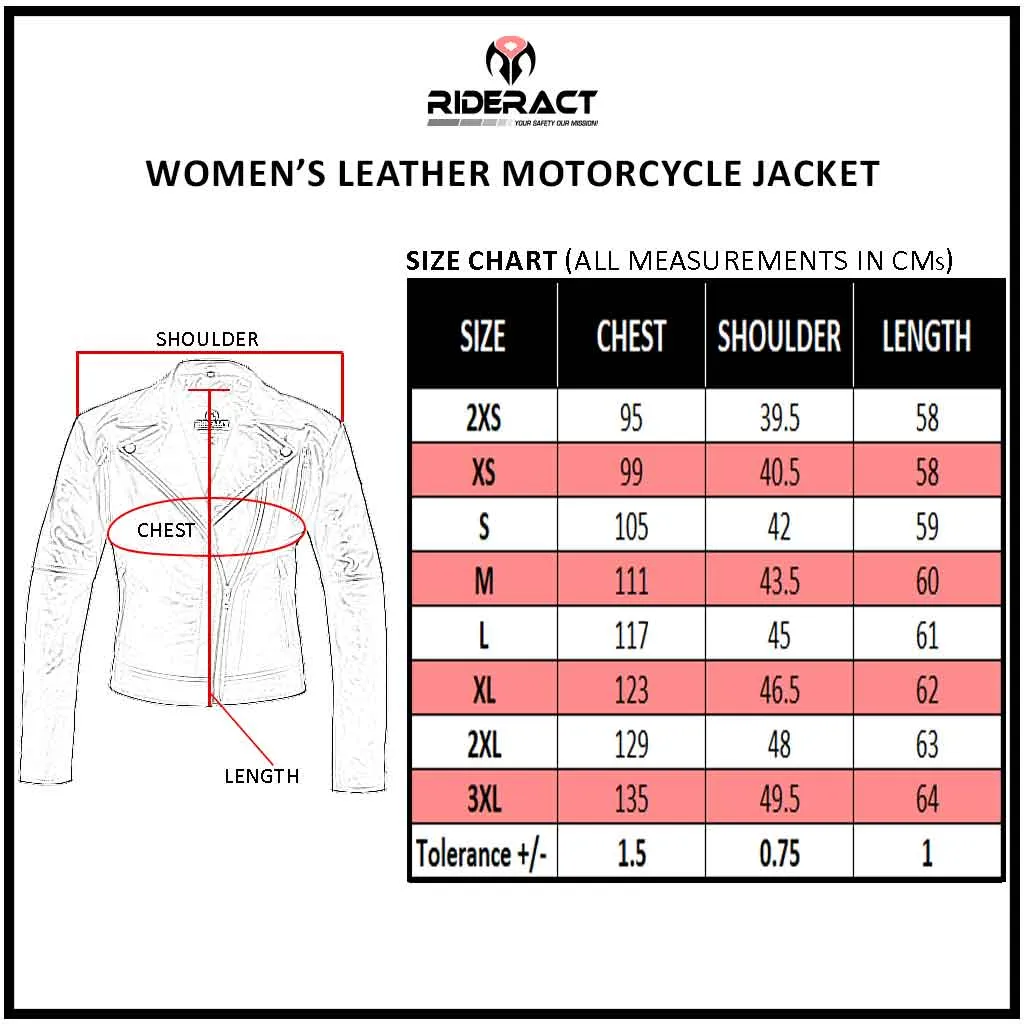 RIDERACT® Women Leather Motorcycle Jacket Black Brando Infinity Leather Biker Jacket