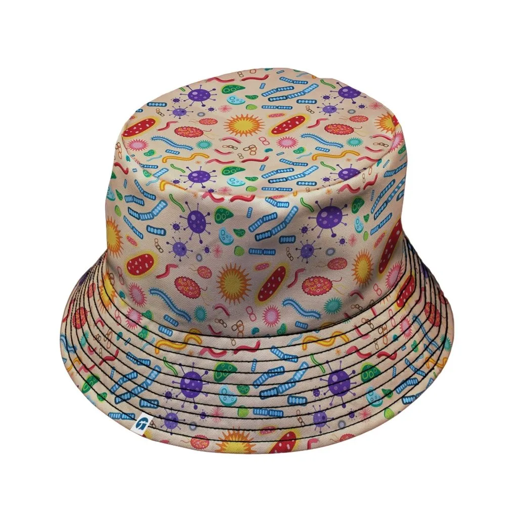 Science Detailed Microbes Pink Orange Bucket Hat