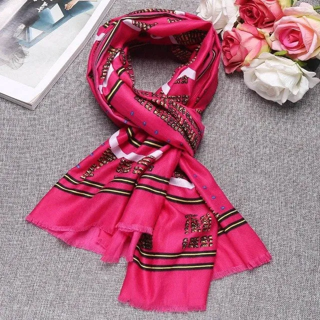 Shawl Scarves Long Wool Blend Fashion Print Wraps Women Soft