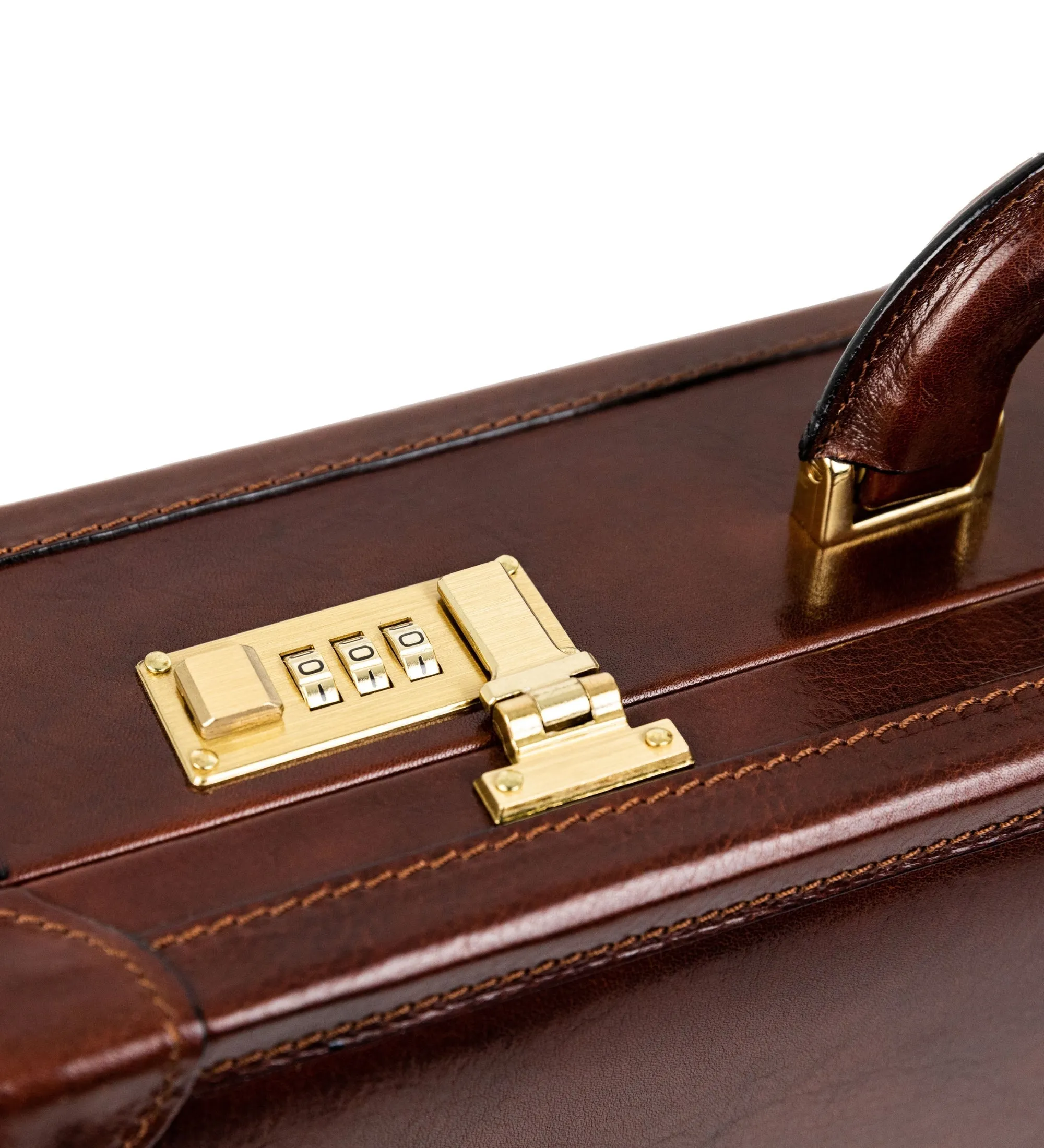 Small Leather Attaché Case Briefcase - The House of Mirth