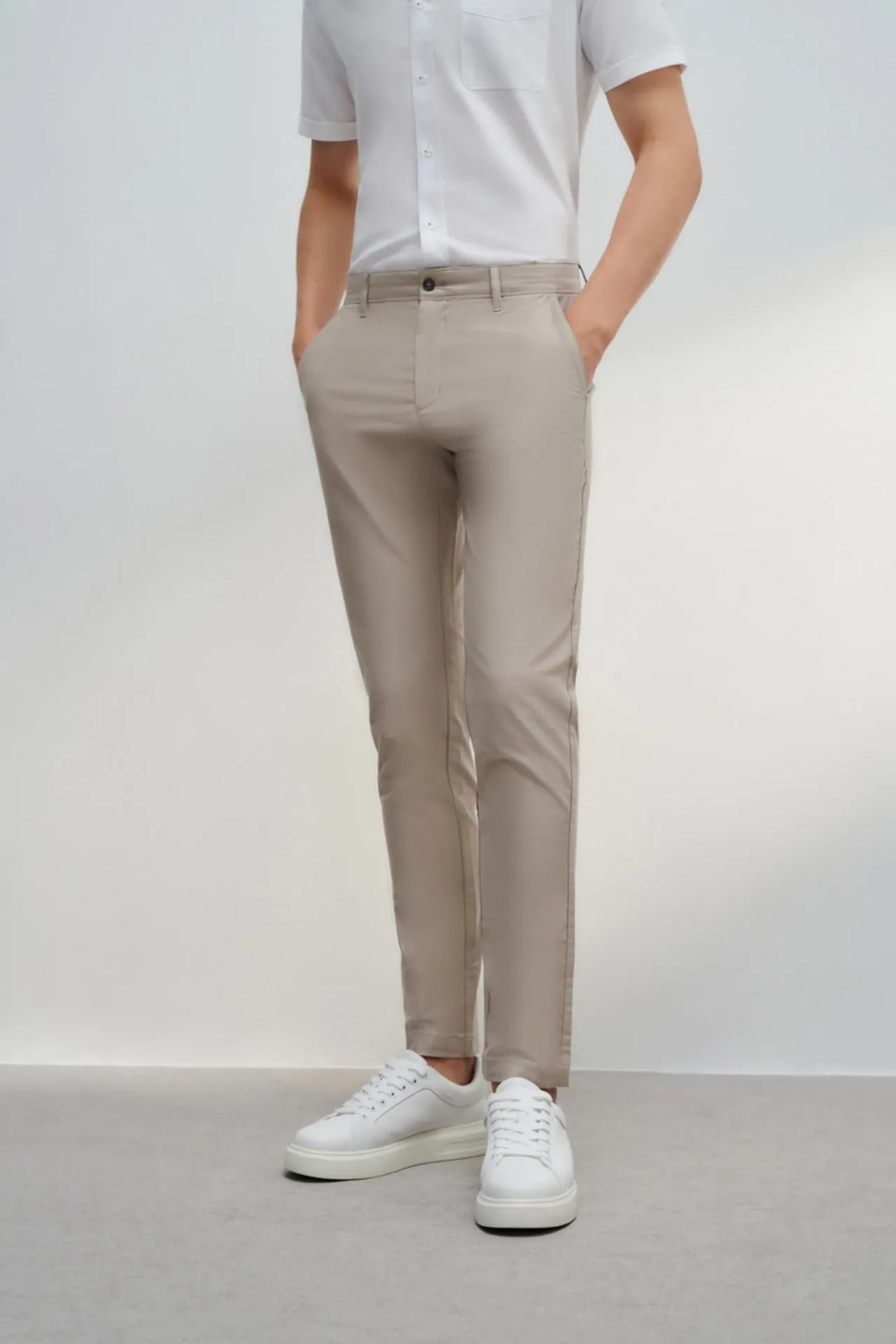 Soft Cotton Rich Stretch Extra Slim Fit Twill Casual Pants