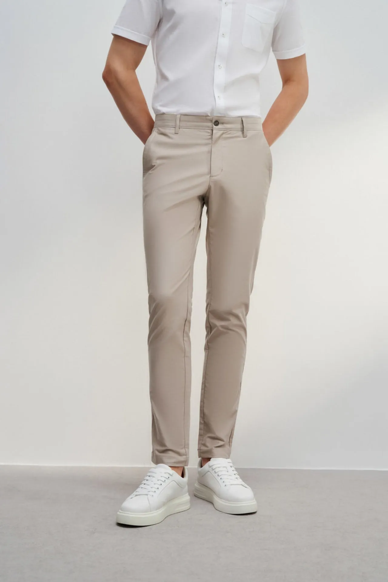 Soft Cotton Rich Stretch Extra Slim Fit Twill Casual Pants