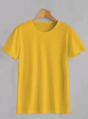 Solid Men Round Neck Yellow T-Shirt