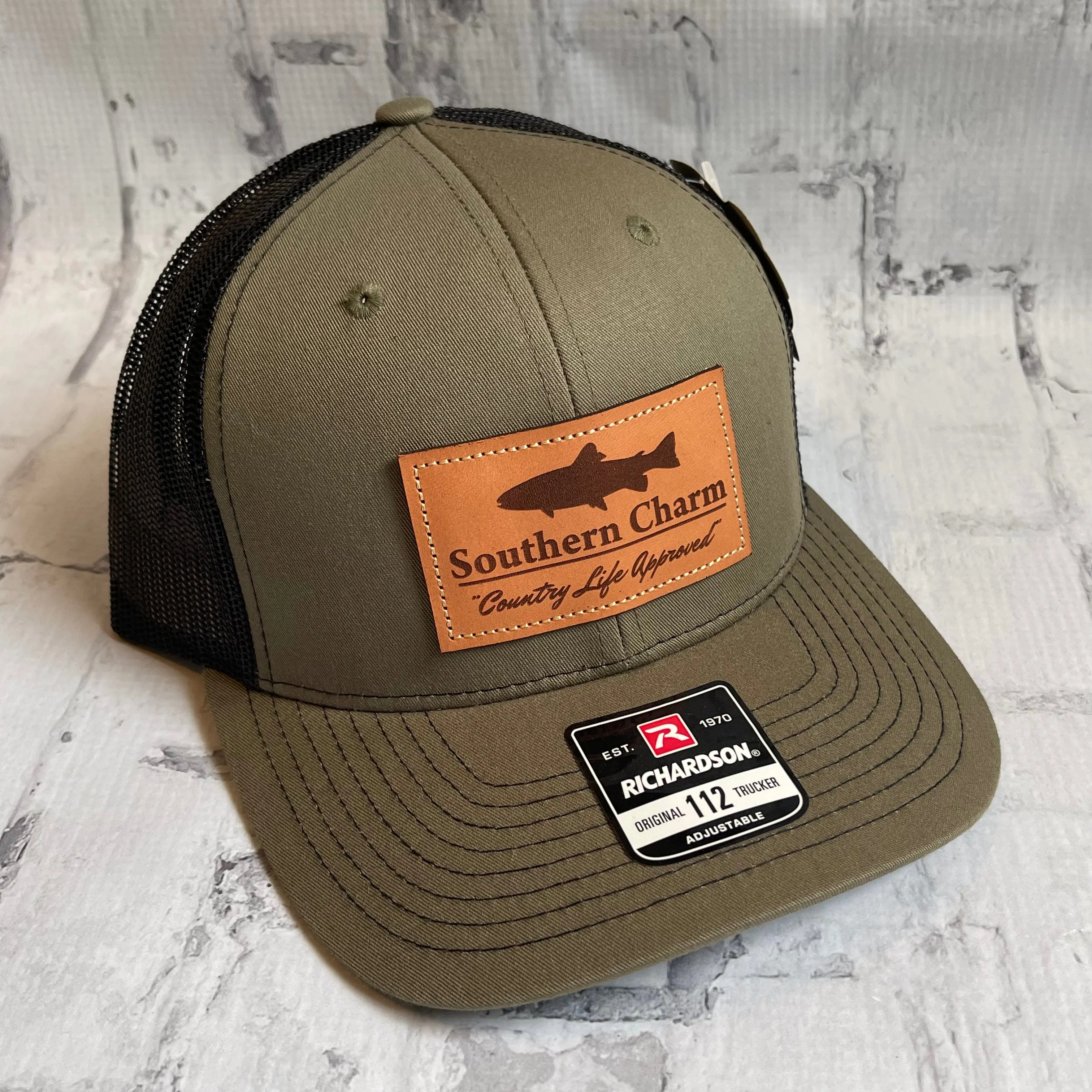 Southern Charm "Trout CLA" Hat - Green with Leather Patch