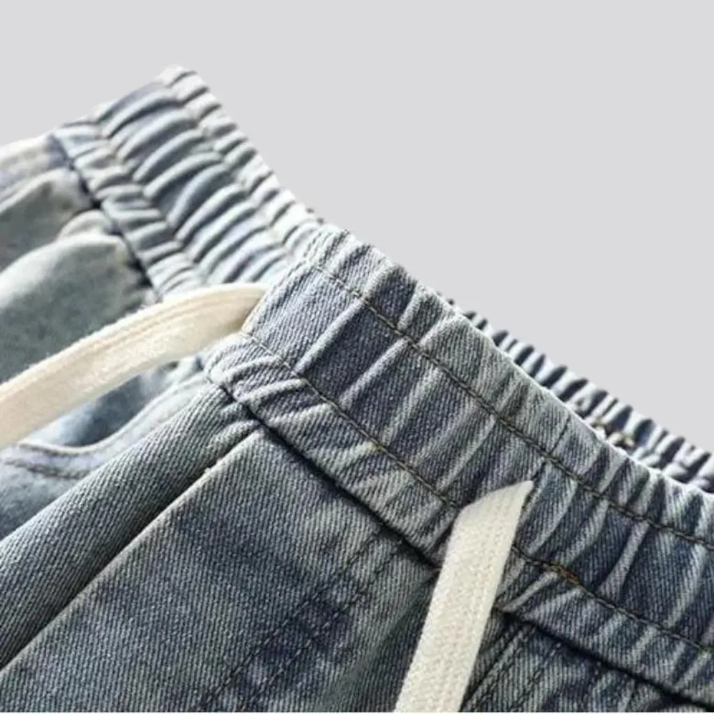 Stonewashed contrast-stitching jeans for men