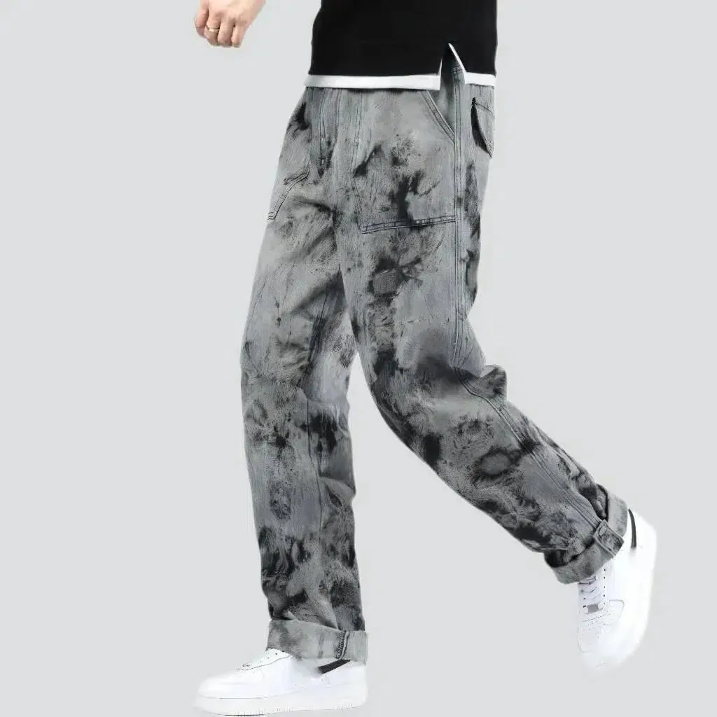 Street tie-dyed jeans
 for men