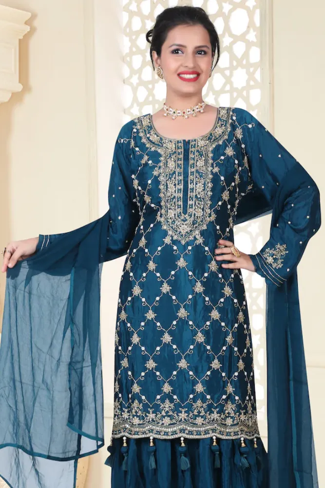 Teal Gharara Suit