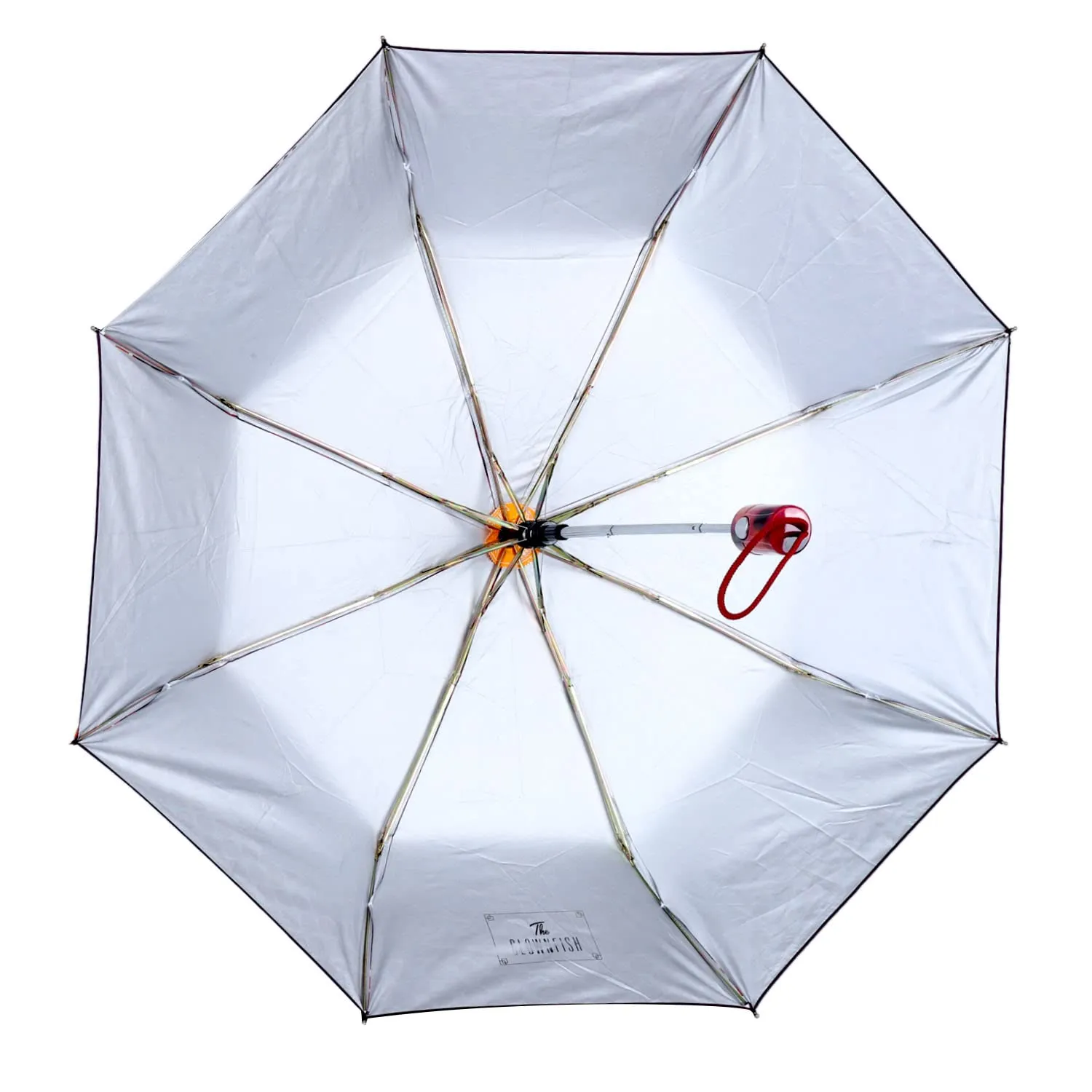 THE CLOWNFISH Umbrella 3 Fold Auto Open Waterproof Pongee Double Coated Silver Lined Umbrellas For Men and Women (Printed Design- Red)