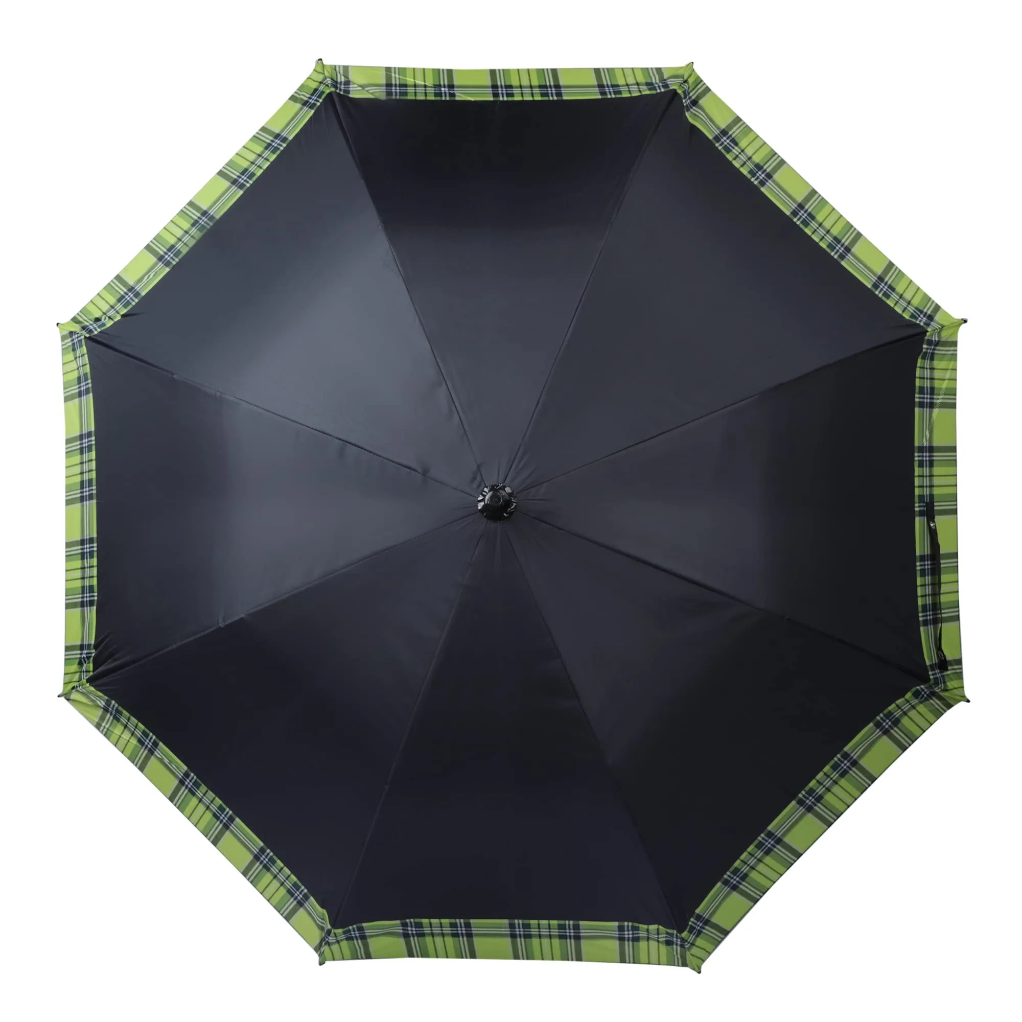 THE CLOWNFISH Umbrella Checks Border Series Single Fold Auto Open J- shape Handle Waterproof Taffeta Polyester 190 T Straight Umbrellas For Men and Women (Checks Border-Parrot Green)