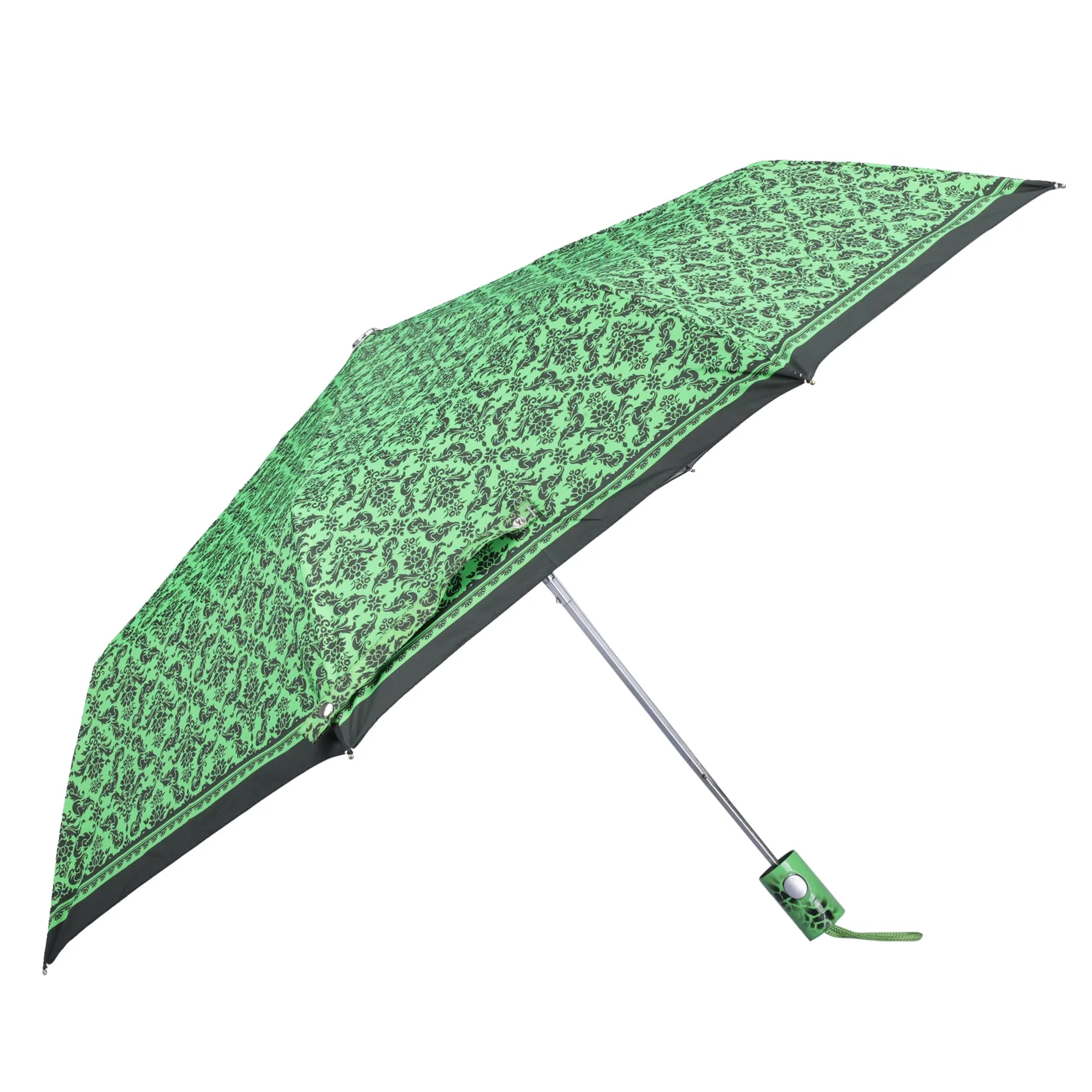 THE CLOWNFISH Umbrella Savior Series 3 Fold Auto Open Waterproof 190 T Polyester Double Coated Silver Lined Umbrellas For Men and Women (Floral- Dark Green)