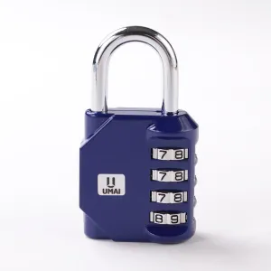 UMAI 4-Digit Code Combination Heavy Duty Door Lock | Number Lock | Portable Luggage Lock | Travel Lock for Briefcase, Laptop Bags(Pack of 1) (Blue)