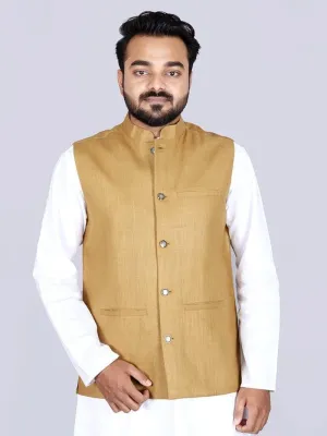 Vegas Gold Color Handwoven Cotton Modi Jacket