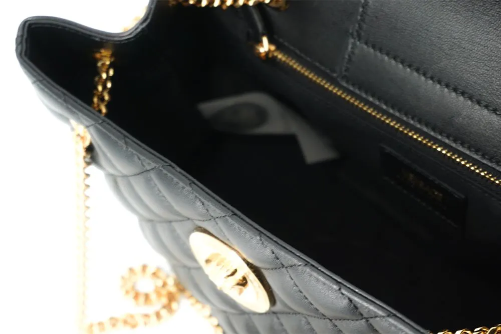 Versace Medusa Black Gold Chain Shoulder Bag