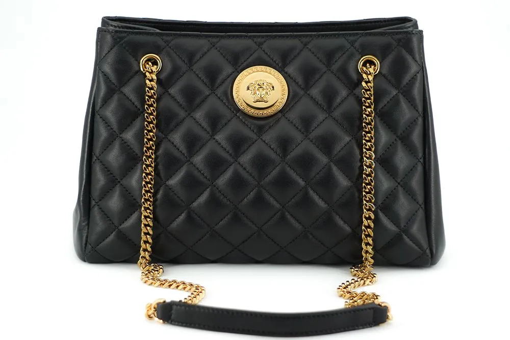 Versace Medusa Black Gold Chain Shoulder Bag