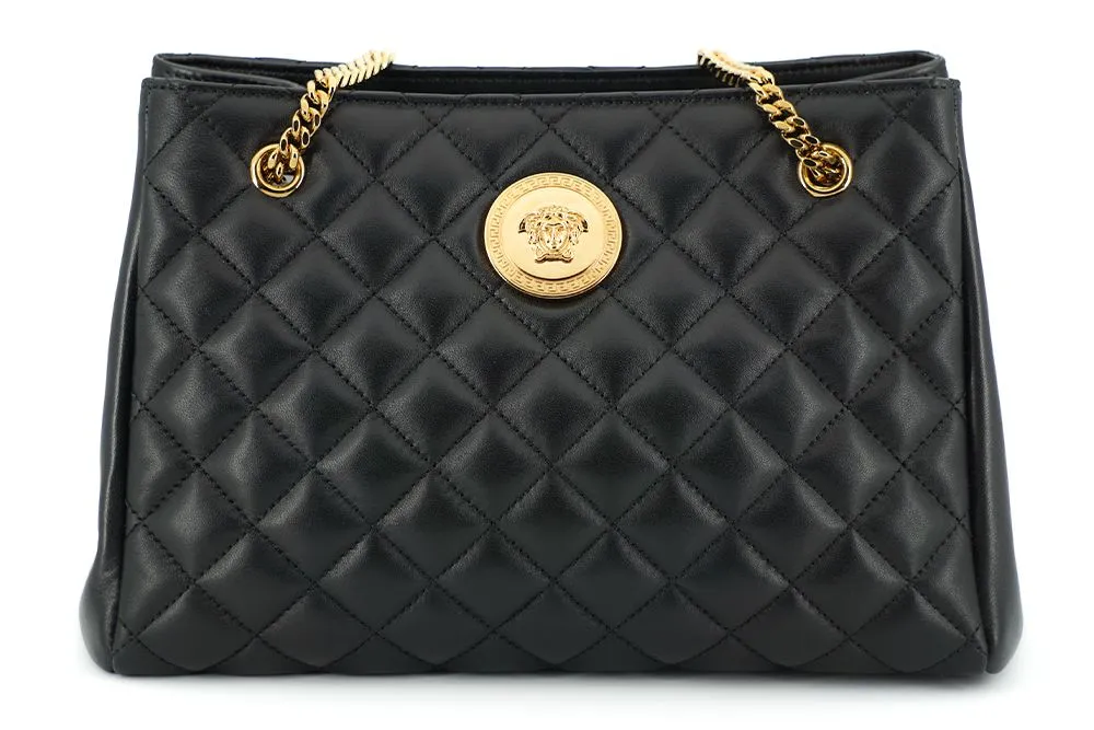 Versace Medusa Black Gold Chain Shoulder Bag