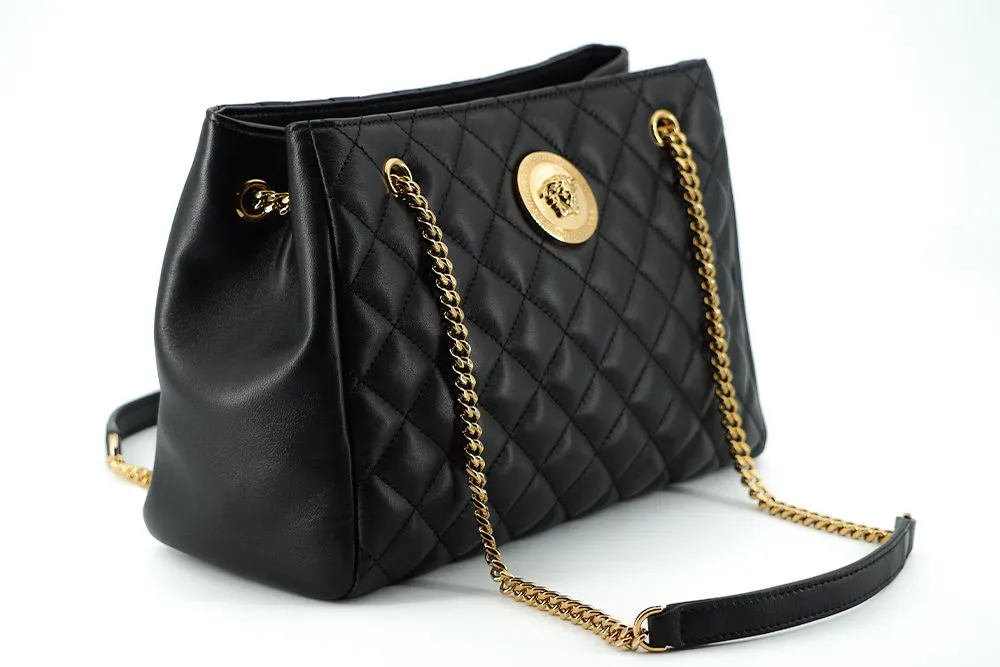 Versace Medusa Black Gold Chain Shoulder Bag