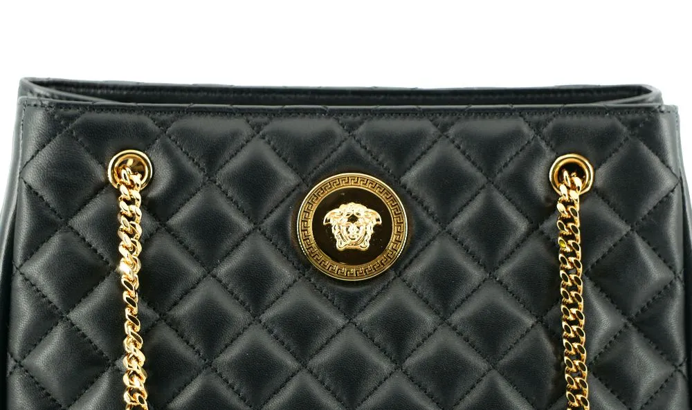 Versace Medusa Black Gold Chain Shoulder Bag