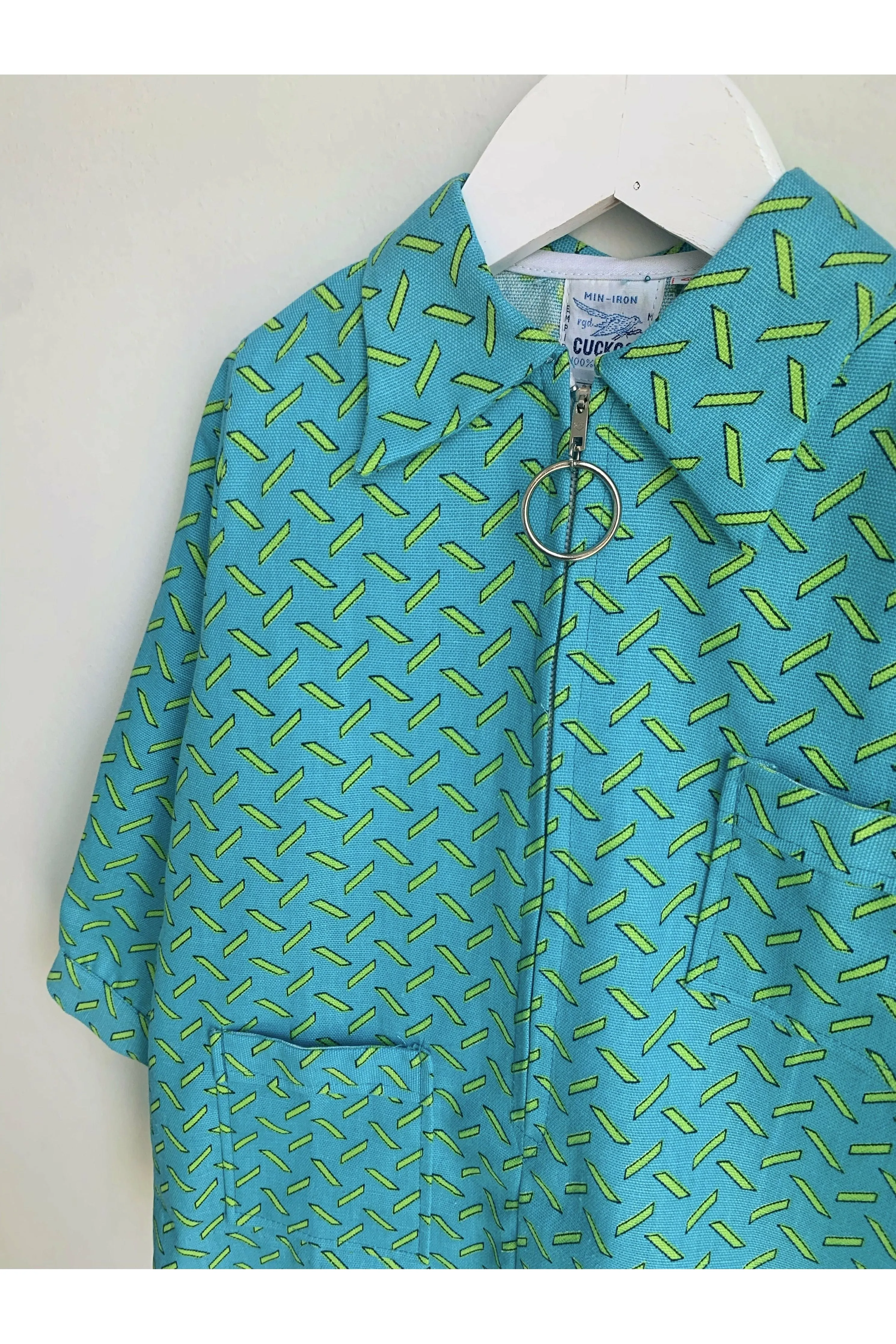 Vintage Mod Geometric Print Dagger Collar Jacket - Approx Size 3-5