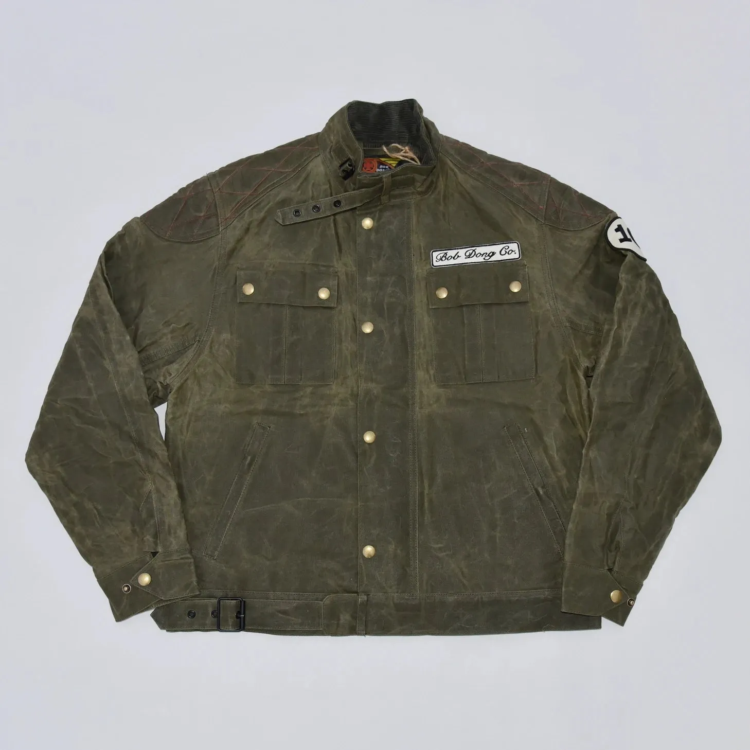 Waxed Cotton Jacket Short Style Motorcycle Stand-up Collar Coat