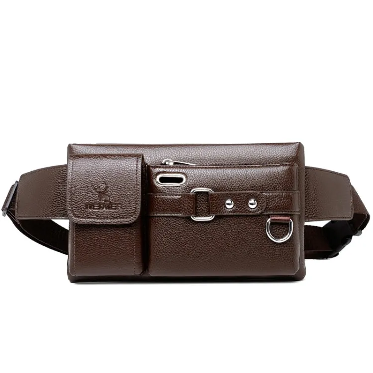 WEIXIER 8117 Men Sports Waist Bag Multi-Function Outdoor PU Bag(Brown)