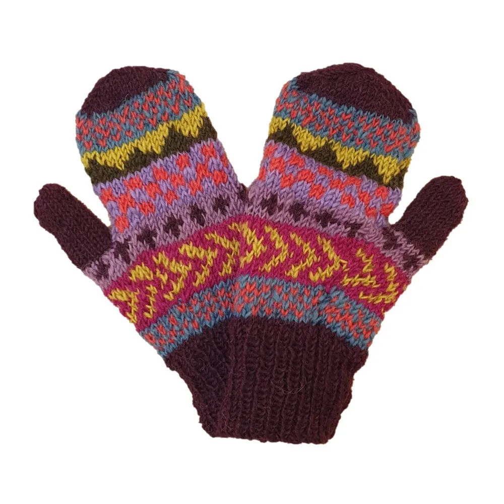 winter stripe wool mittens