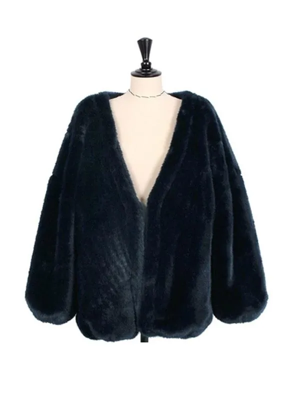 Women Faux Fur Vest Faux Mid-Length Ladies' Coat